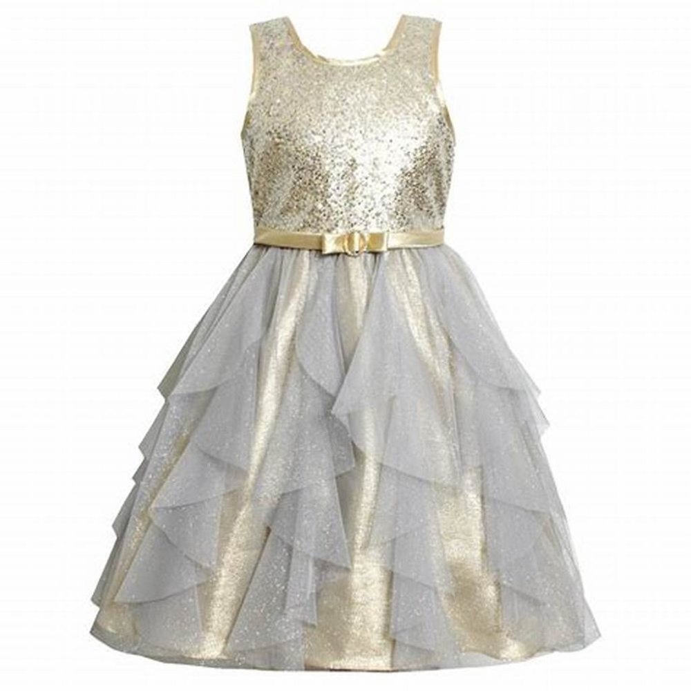 NWT - Bonnie Jean Sleeveless Formal Dress Gold & Silver Girl’s Size 6X